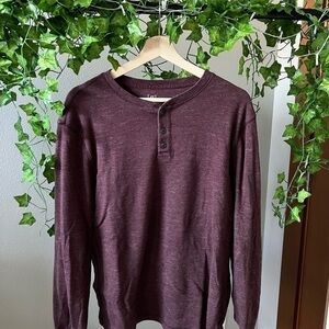 George Men's Long Sleeve Henley Shirt - Maroon